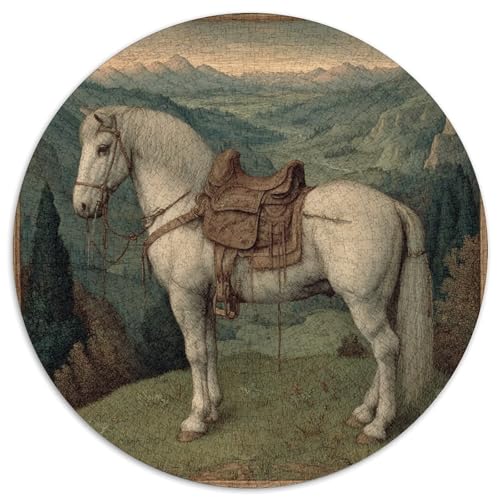 Mittelalter Painting,Rätsel Für Erwachsene 1000pcs (67.5x67.5cm),Herausforderungsspiele Einsames Horse von kaiyun