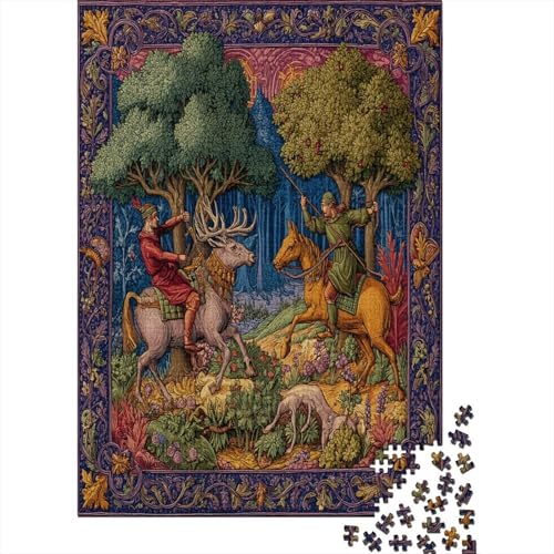 Mittelalterliche Jagdgemälde Rätsel Für Erwachsene || 70x50cm/1000pcs Puzzles Lernspiele Home Decor von kaiyun