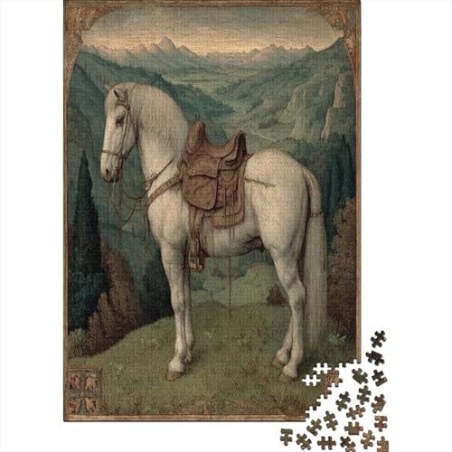 Mittelalterliche Malerei 70x50cm/1000pcs Schwer Puzzle Lernspiel Impossible Lonely Horse Herausforderung Spielzeug Für Erwachsene Kinder von kaiyun