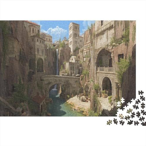 Mittelalterliche europäische Stadt Rätsel Für Erwachsene |Konzeptkunst| 1000pcs (75x50cm) Puzzles Lernspiele Home Decor von kaiyun