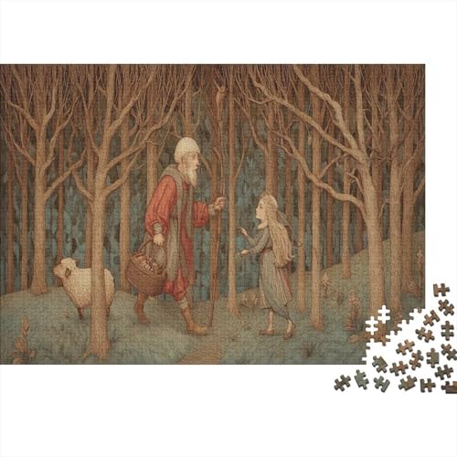 Mittelalterlicher Stil 1000pcs (75x50cm) Schwer Puzzle Lernspiel Impossible Hirten Fairies Herausforderung Spielzeug Für Erwachsene Kinder von kaiyun