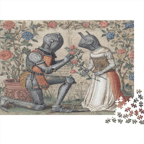 ,Mittelalterlicher bemalter Ritter mit Einer Rose,1000pcs (75x50cm),DIY-Puzzle Für Erwachsene von kaiyun