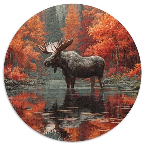 Moose Standing in The See in The Autumn Wald 1000pcs (67.5x67.5cm) Schwer Puzzle Lernspiel Impossible Herausforderung Spielzeug Für Erwachsene Kinder von kaiyun