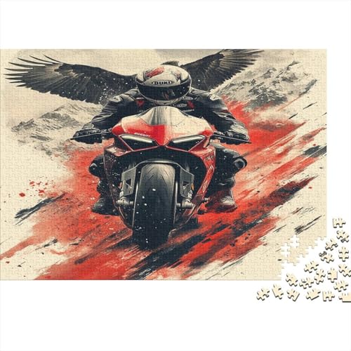 Motorrad- Racing, Adler 1000pcs (75x50cm) Puzzle, Lernspiel Impossible Comic-Stil Herausforderungsspielzeug Für Erwachsene Teenager von kaiyun