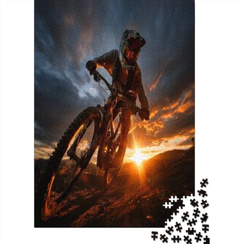 Mountainbike-Fahrer bei SonnenuntergangPuzzle 1000 Teile Für Erwachsene, Lernspiele38x26cm/1000pcs von kaiyun