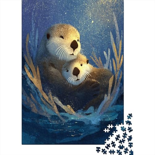 Mutter und Otterbaby kuscheln im Meer1000 Teile: Unmögliches Puzzle Für Erwachsene, Spiele, Geschenke, Kinder, Herausforderungs38x26cm/1000pcs von kaiyun