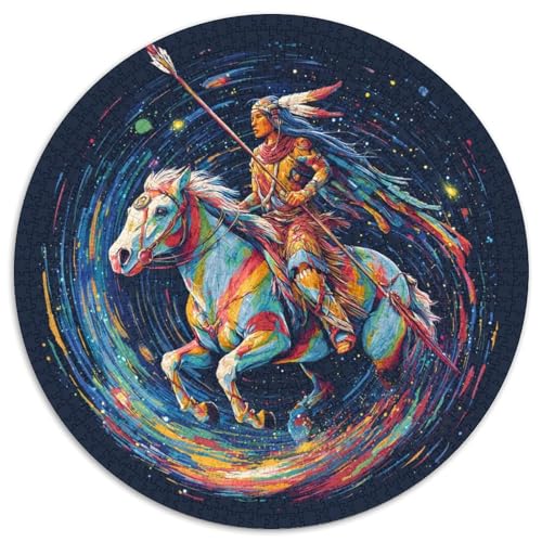 Native American Female Warrior Starry Sky Regenbogen Horse, Galaxie Swirl 1000pcs (67.5x67.5cm) Schwer Puzzle Lernspiel Impossible Herausforderung Spielzeug Für Erwachsene Kinder von kaiyun