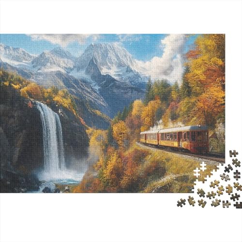 New Modern Zug Waterfalls Autumn,Schweizer Berge,1000pcs (75x50cm),DIY-Puzzle Für Erwachsene von kaiyun