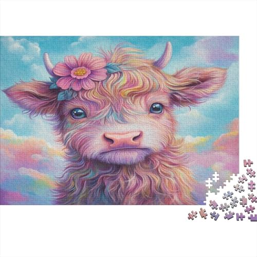 Niedlich Highland Kuh Baby Puzzle 1000pcs (75x50cm) Erwachsene Blumen Puzzle,Home Decor von kaiyun