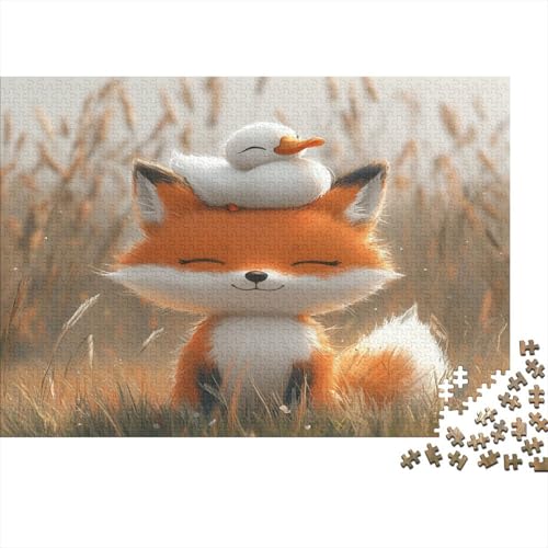Niedlicher Kleiner Fuchs, weiße Ente Rätsel Für Erwachsene |Digitale Malerei| Familienspaß-Puzzles 1000pcs (75x50cm) von kaiyun