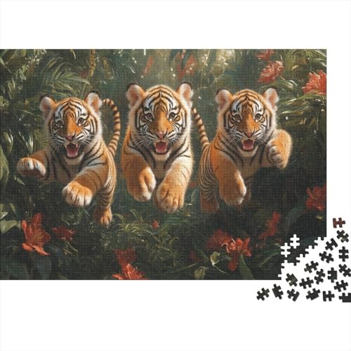 Niedlicher Kleiner Tiger 1000pcs (75x50cm) Erwachsenenpuzzle - Green Dschungel DIY-Puzzlespielzeug von kaiyun