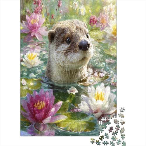 Niedlicher Otter Puzzle 1000 Teile, Lernspiel, Unmöglich Leuchtende Seerose, Anspruchsvolles Spielzeug Für Erwachsene Und Kinder Ab 14 Jahren 38x26cm/1000pcs von kaiyun