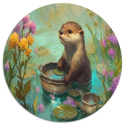 Niedlicher Otter Washing Dishes in A Pond 1000pcs (67.5x67.5cm) Schwer Puzzle Lernspiel Impossible Herausforderung Spielzeug Für Erwachsene Kinder von kaiyun