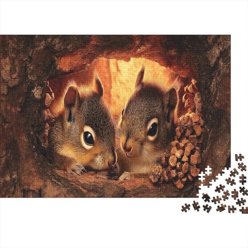 Niedliches kleines Eichhörnchen,Rätsel Für Erwachsene 1000pcs (75x50cm),Herausforderungsspiele Leuchtendes Baumloch von kaiyun