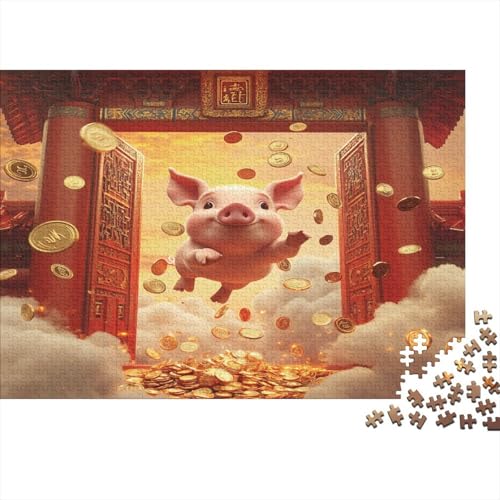 Niedliches kleines Schwein 1000pcs (75x50cm) Puzzles, Die Für Erwachsene Und Personen Ab 14 Jahren Geeignet Sind Durchbrechen des traditionellen chinesischen Tores von kaiyun
