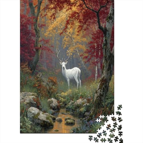 Nordic Herbstwald Scenery 38x26cm/1000pcs Erwachsenenpuzzle - Beautiful Weiß Hirschs DIY-Puzzlespielzeug von kaiyun