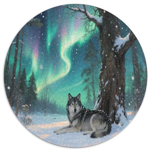Nordlichter,Rätsel Für Erwachsene 1000pcs (67.5x67.5cm),Herausforderungsspiele Wolf in The Snow Forest von kaiyun