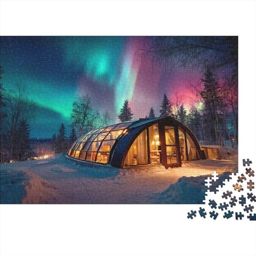 Nordlichter 1000pcs (75x50cm) Schwer Puzzle Lernspiel Impossible Schneeglas-Iglu Herausforderung Spielzeug Für Erwachsene Kinder von kaiyun