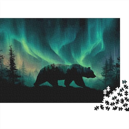 Nordlichter 1000pcs (75x50cm) Schwer Puzzle Lernspiel Impossible Schwarzbär Herausforderung Spielzeug Für Erwachsene Kinder von kaiyun