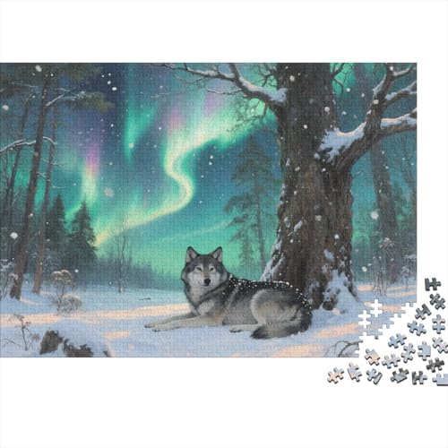 Nordlichter 1000pcs (75x50cm) Schwer Puzzle Lernspiel Impossible Wolf im Schneewald Herausforderung Spielzeug Für Erwachsene Kinder von kaiyun