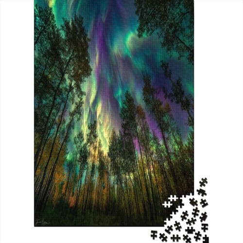 Nordlichter Over Birch WaldPuzzle 1000 Teile Für Erwachsene, Lernspiele70x50cm/1000pcs von kaiyun