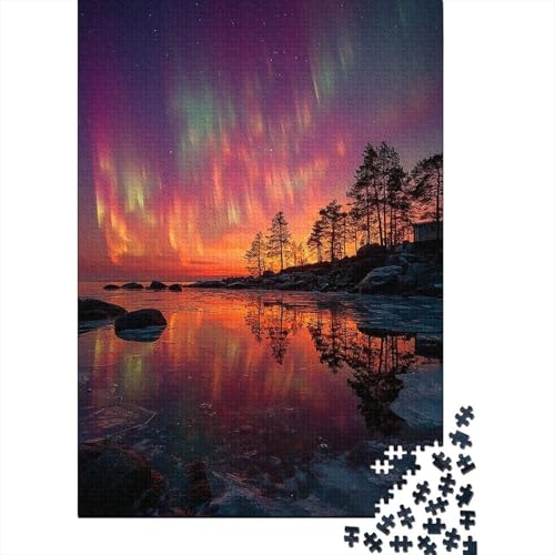 Nordlichter über einem zugefrorenen See Puzzle 1000 Teile Für Erwachsene, Lernspiele, Heimdekoration70x50cm/1000pcs von kaiyun
