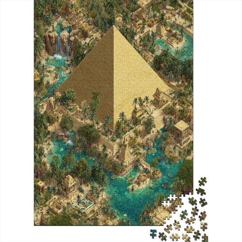 Oase und goldene Pyramide Puzzle 1000 Teile Für Erwachsene, Lernspiele, Heimdekoration70x50cm/1000pcs von kaiyun