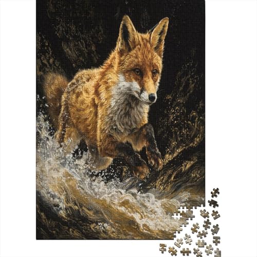 Oil Painting of FOchse Jumping Over Canvas Puzzle 70x50cm/1000pcs Erwachsene Puzzle,Home Decor von kaiyun