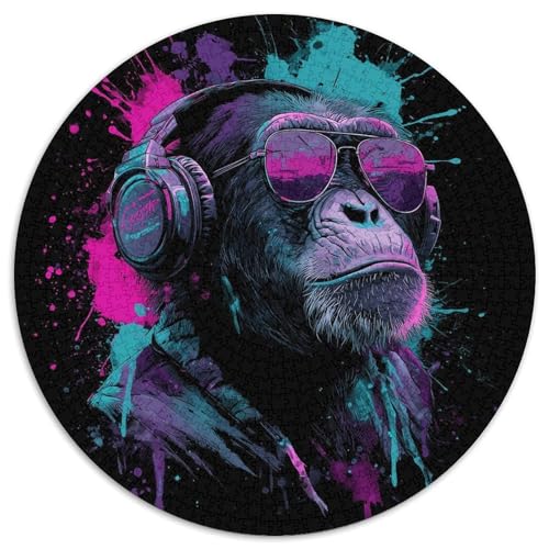 Orang-Utan mit Kopfhörern- Ink Splashing Art Rätsel Für Erwachsene || 1000pcs (67.5x67.5cm) Puzzles Lernspiele Home Decor von kaiyun