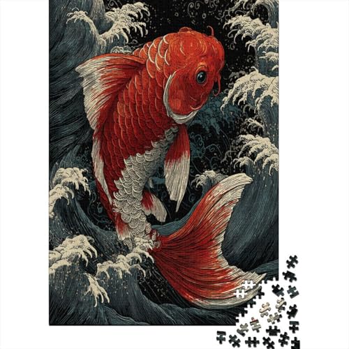 Orientalischer Koi mit Wellen im japanischen Stil, Gemusterte Nachhaltige Für Erwachsene Hochwertige Holzspielpuzzles 38x26cm/1000pcs Orientalischer Koi mit Wellen im japanischen Stil, Gemusterte Nachhaltige Für Erwachsene Hochwertige Holzspielpuzzles 38x26cm/1000pcs von kaiyun