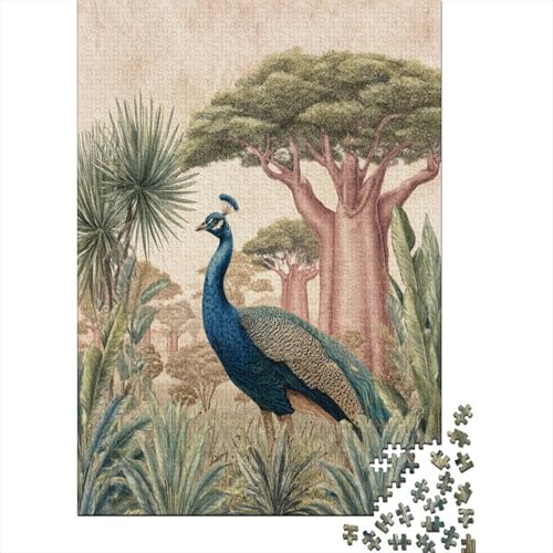 Pfau, Affenbrotbaum, Akazie, Palmen1000 Teile: Unmögliches Puzzle Für Erwachsene, Spiele, Geschenke, Kinder, Herausforderungs38x26cm/1000pcs von kaiyun