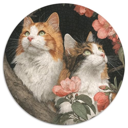 Pfirsichblüten und grüne Blätter Two Katzes1000 Teile: Unmögliches Puzzle Für Erwachsene, Spiele, Geschenke, Kinder, Herausforderungs1000pcs (67.5x67.5cm) von kaiyun