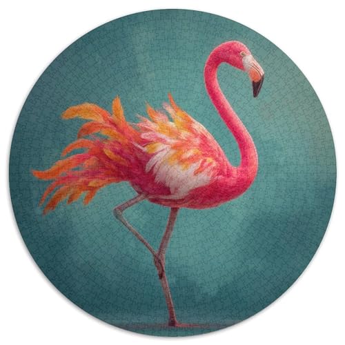 Pink Flamingo Steht mit einem Bein 1000pcs (67.5x67.5cm) Erwachsenenpuzzle - DIY-Puzzlespielzeug von kaiyun