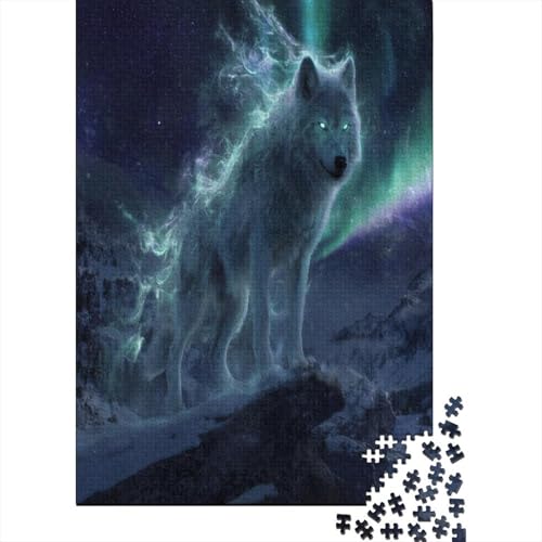 Polarlicht, geisterhafter weißer Wolf 38x26cm/1000pcs Schwer Puzzle Lernspiel Impossible Herausforderung Spielzeug Für Erwachsene Kinder von kaiyun