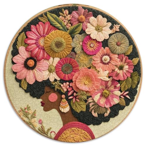 Puzzle 1000pcs (67.5x67.5cm) Erwachsene 3D-Stickmuster Damen Herren Holzbrett Präzisions-Interlocking Afroamerikanische Frauen von kaiyun