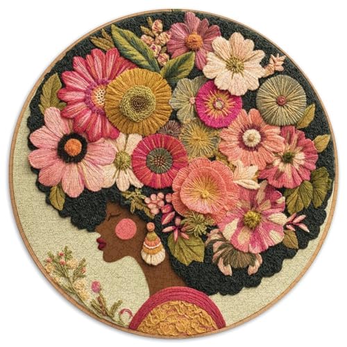 Puzzle 1000pcs (67.5x67.5cm) Erwachsene 3D-Stickmuster Damen Herren Holzbrett Präzisions-Interlocking Afroamerikanische Frauen von kaiyun