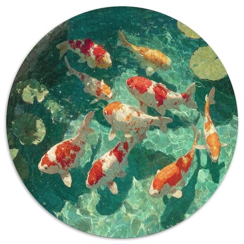 Puzzle 1000pcs (67.5x67.5cm) Erwachsene Buntes Koi -Fisch Schwimmen anmutig Damen Herren Holzbrett Präzisions-Interlocking von kaiyun