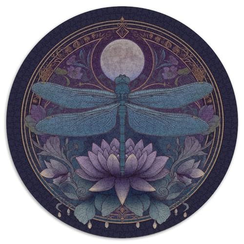 Puzzle 1000pcs (67.5x67.5cm) Erwachsene Drachefly Damen Herren Holzbrett Präzisions-Interlocking Mond, Lotus von kaiyun