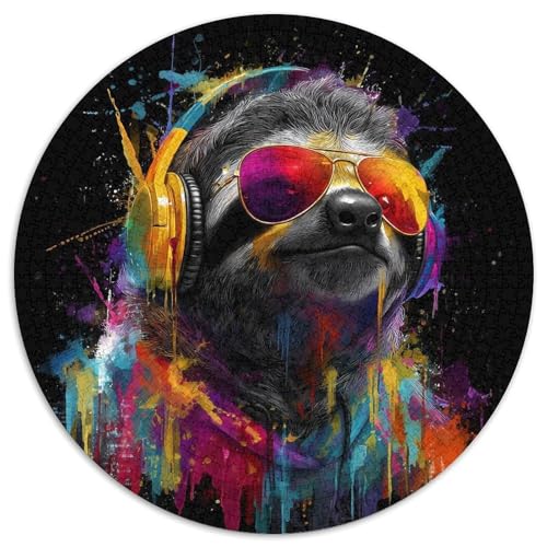 Puzzle 1000pcs (67.5x67.5cm) Erwachsene Faultier-Porträt Damen Herren Holzbrett Präzisions-Interlocking Lebendiger Tuscheeffekt von kaiyun