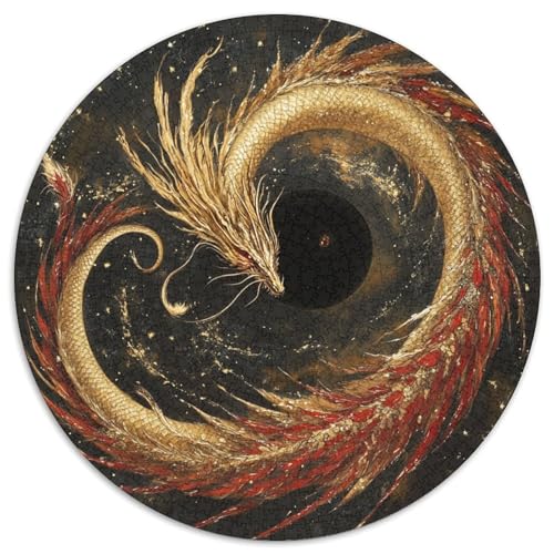 Puzzle 1000pcs (67.5x67.5cm) Erwachsene Golden Drache Damen Herren Holzbrett Präzisions-Interlocking Black Hole von kaiyun
