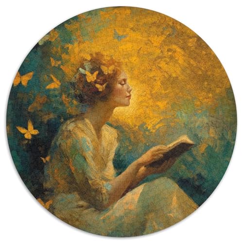 Puzzle 1000pcs (67.5x67.5cm) Erwachsene Lesende Frau Damen Herren Holzbrett Präzisions-Interlocking Monarch Butterfly in Golden Halo von kaiyun