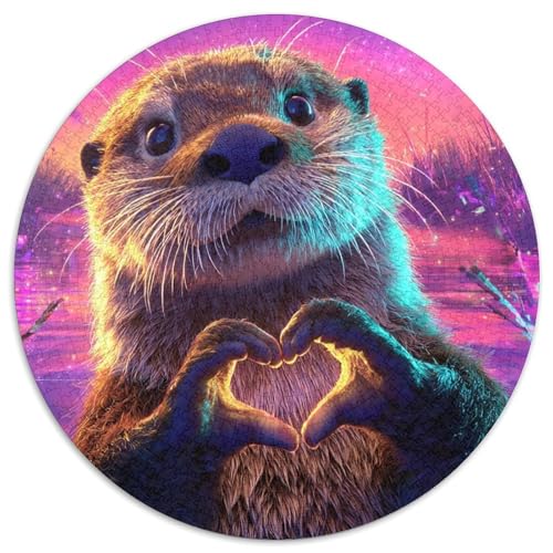Puzzle 1000pcs (67.5x67.5cm) Erwachsene Niedlicher Kleiner Otter Damen Herren Holzbrett Präzisions-Interlocking Herzform von kaiyun