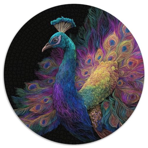 Puzzle 1000pcs (67.5x67.5cm) Erwachsene Pfau Damen Herren Holzbrett Präzisions-Interlocking Leuchtende Farben von kaiyun
