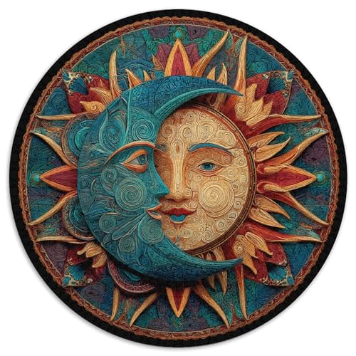 Puzzle 1000pcs (67.5x67.5cm) Erwachsene SunAnd Moon Damen Herren Holzbrett Präzisions-Interlocking 3D Color Mandala von kaiyun