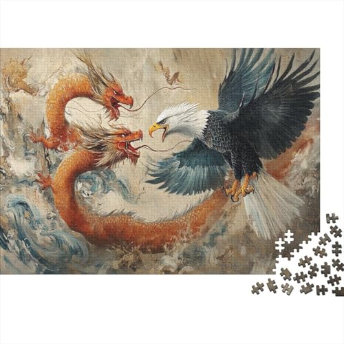 Puzzle 1000pcs (75x50cm) Erwachsene Drache Damen Herren Holzbrett Präzisions-Interlocking Adler von kaiyun