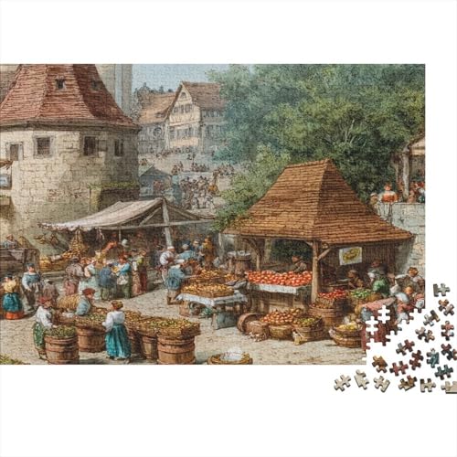 Puzzle 1000pcs (75x50cm) Erwachsene Europäische Frühlingsmarktbilder des 18. Jahrhunderts Damen Herren Holzbrett Präzisions-Interlocking von kaiyun