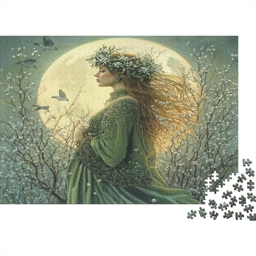 Puzzle 1000pcs (75x50cm) Erwachsene Frühlingsgöttin Damen Herren Holzbrett Präzisions-Interlocking Full Mond with Swollen Buds Growing in The Trees von kaiyun