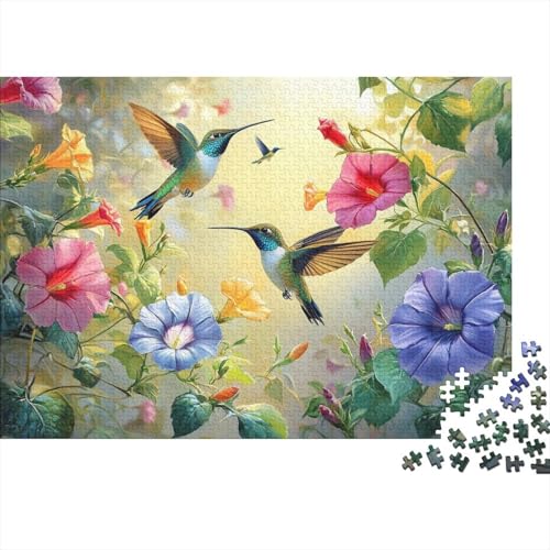 Puzzle 1000pcs (75x50cm) Erwachsene Kolibri Damen Herren Holzbrett Präzisions-Interlocking Bright Prunkwinde von kaiyun