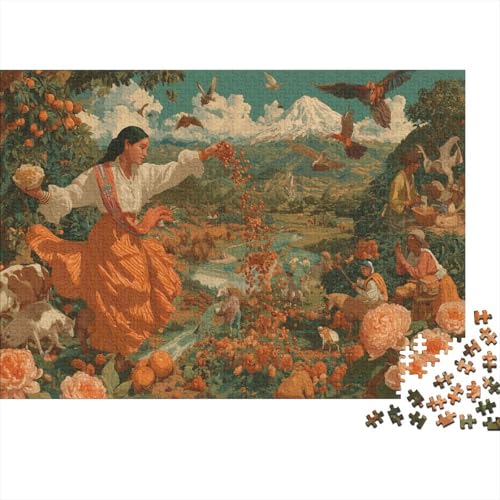 Puzzle 1000pcs (75x50cm) Erwachsene Kolumbianische Elemente Damen Herren Holzbrett Präzisions-Interlocking Frauen in Folk Costumes Tanzen von kaiyun