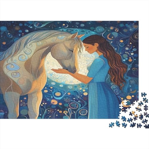 Puzzle 1000pcs (75x50cm) Erwachsene Lady Horse Damen Herren Holzbrett Präzisions-Interlocking Cartoon-Bild von kaiyun